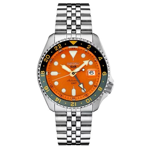 Seiko Men's Mikan 5 Sports Analog Watch (Orange, GMT)