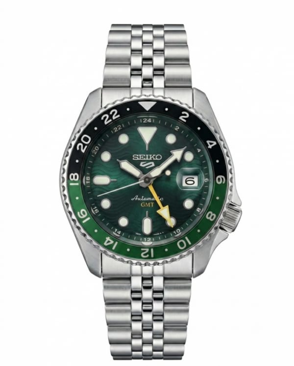 Seiko 5 Sports Automatic GMT Watch with Green Dial