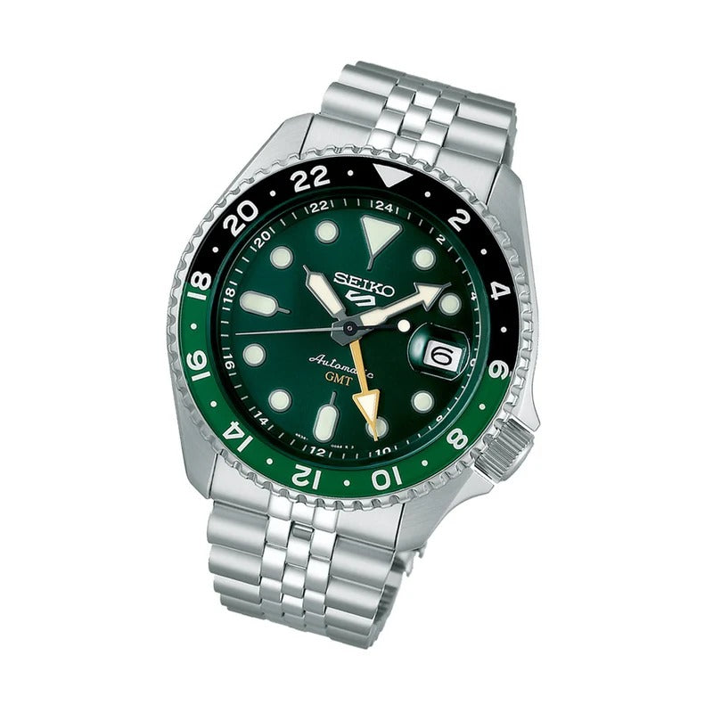 Seiko 5 Sports Automatic GMT Watch with Green Dial