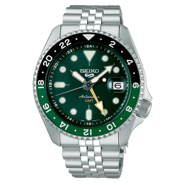 Seiko 5 Sports Automatic GMT Watch with Green Dial