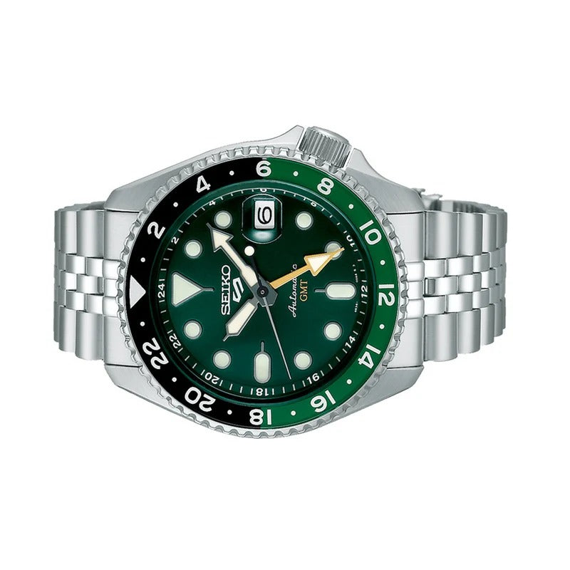 Seiko 5 Sports Automatic GMT Watch with Green Dial