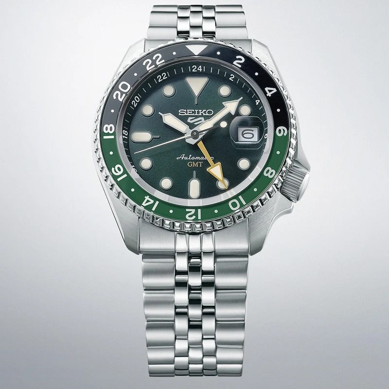 Seiko 5 Sports Automatic GMT Watch with Green Dial