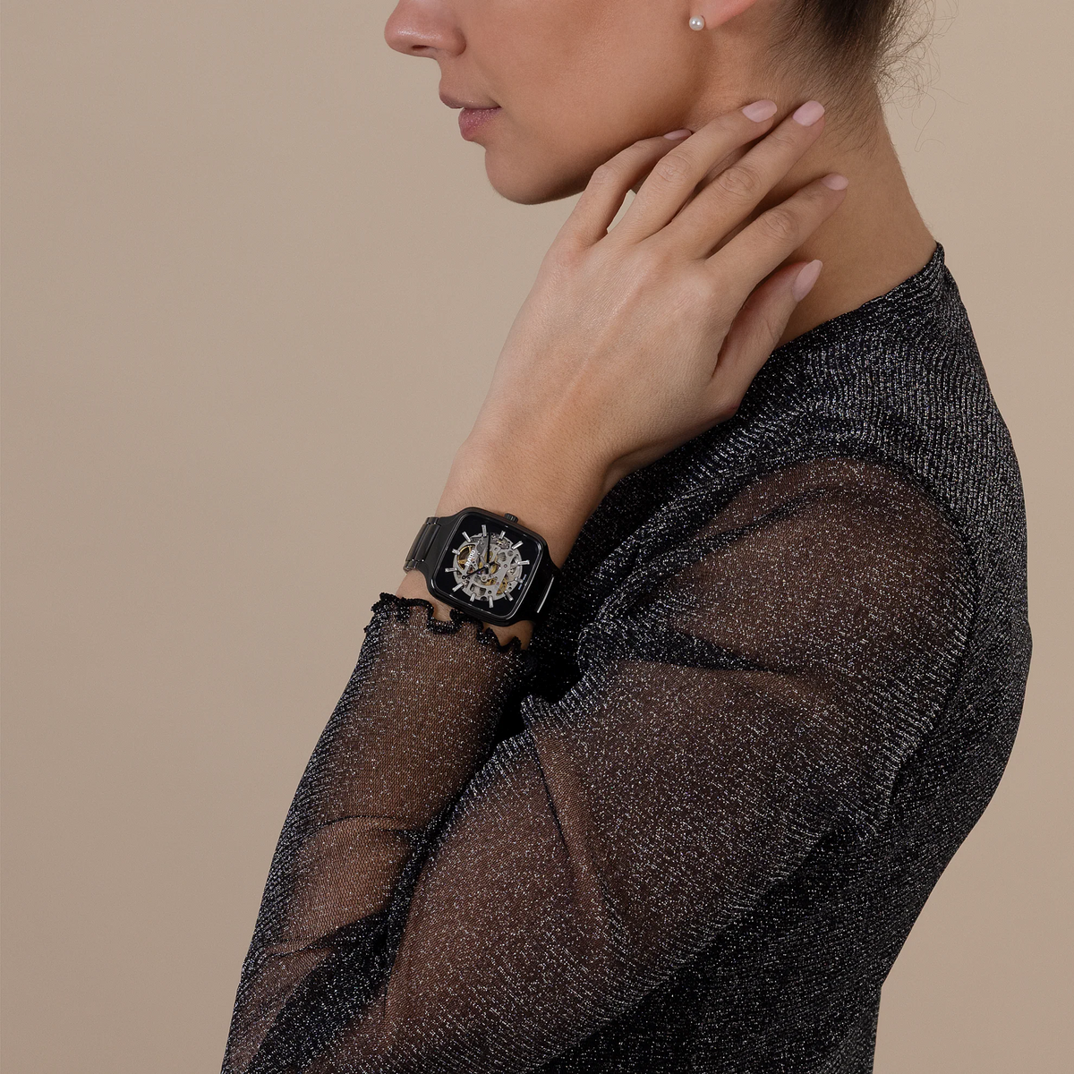 RADO True Square Automatic Open Heart (BLACK)