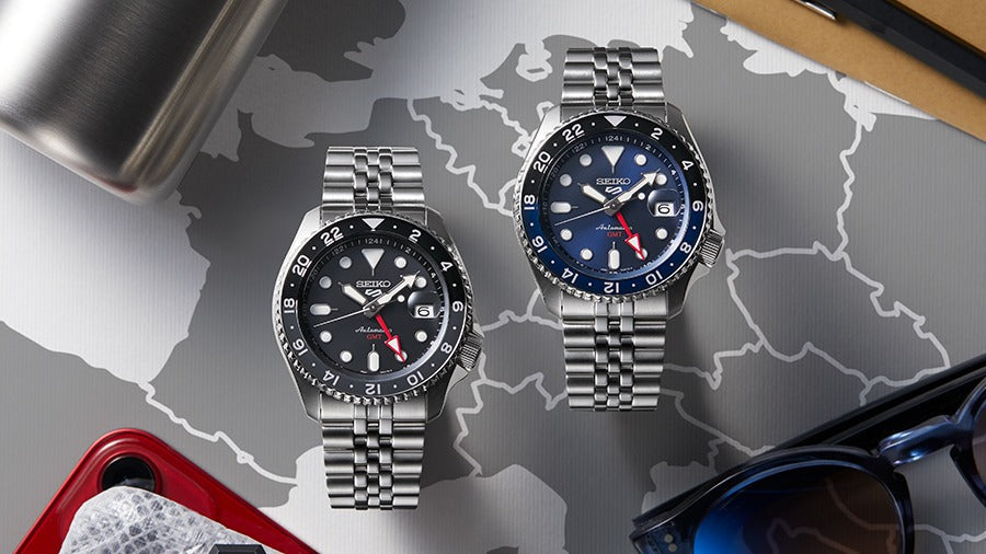 Seiko Men's Mikan 5 Sports Analog Watch (Blue, GMT)