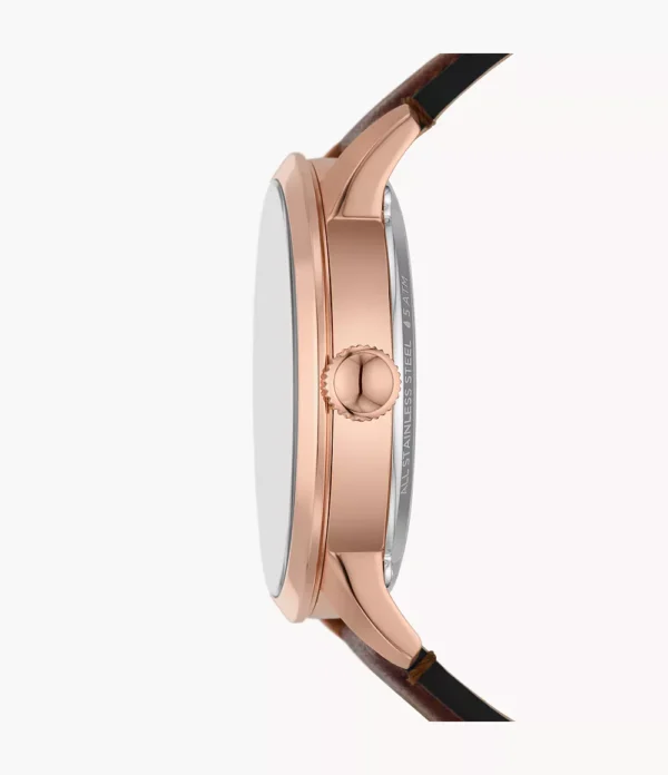 FOSSIL TOWNSMAN AUTOMATIC BROWN LEATHER WATCH - Image 3