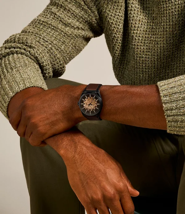 FOSSIL EVERETT AUTOMATIC DARK BROWN LEATHER - Image 5