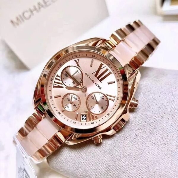 Michael Kors Mk Pink Rosrgold Dial Diamond Ladies Watch - Image 4