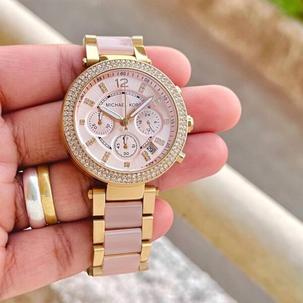 Michael Kors Mk 6326 Pink White Dial Chrono Ladies Watch - Image 2