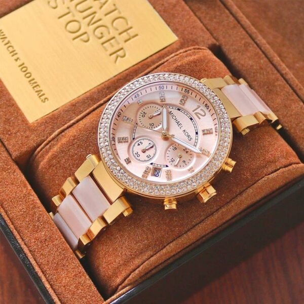 Michael Kors Mk 6326 Pink White Dial Chrono Ladies Watch - Image 5