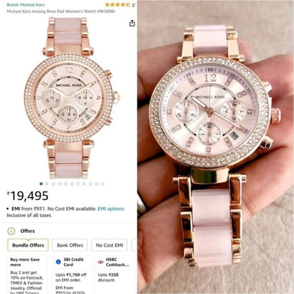 Michael Kors Mk 6326 Pink White Dial Chrono Ladies Watch - Image 3