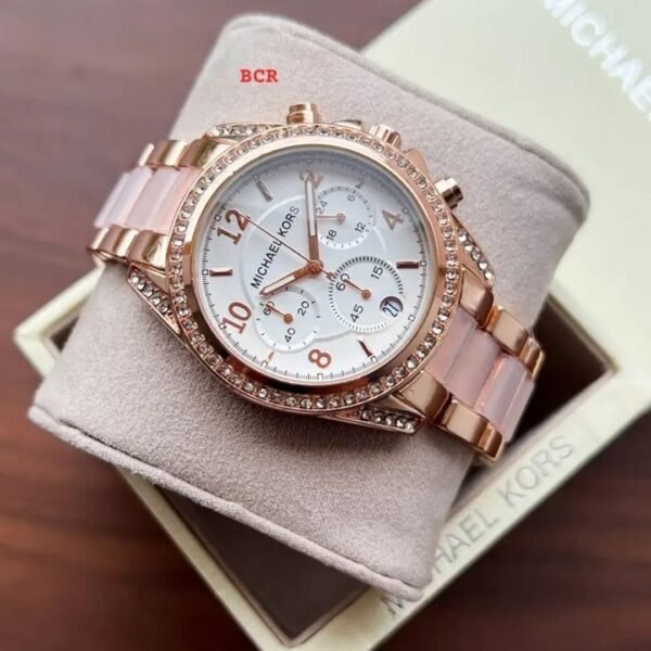 Michael Kors Mk Pink White Dial Diamond Ladies Watch - Image 2