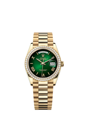 Men’s Rolex Day-Date 36 Yellow Gold Automatic Watch – Green Ombré Diamond Dial